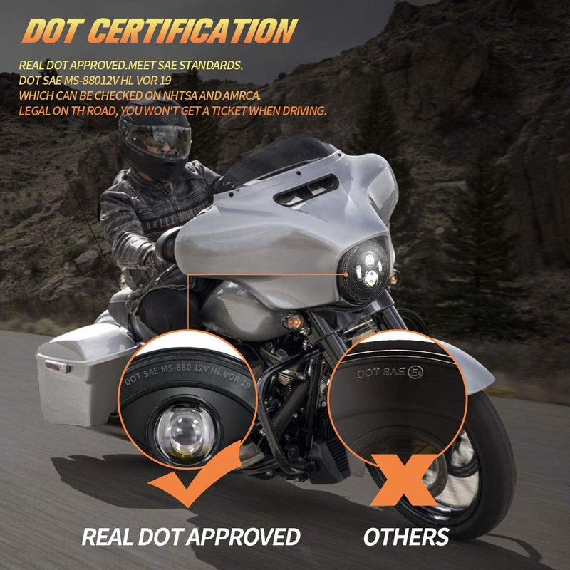 XPCTD 7 Inch LED Headlight With Mounting Bracket For Touring Street Glide Road King Ultra Classic Electra Glide Fat Boy Tri Cvo Heritage Softail Slim (Single 7 Inch LED Headlight Black-No Halo) - Image 2